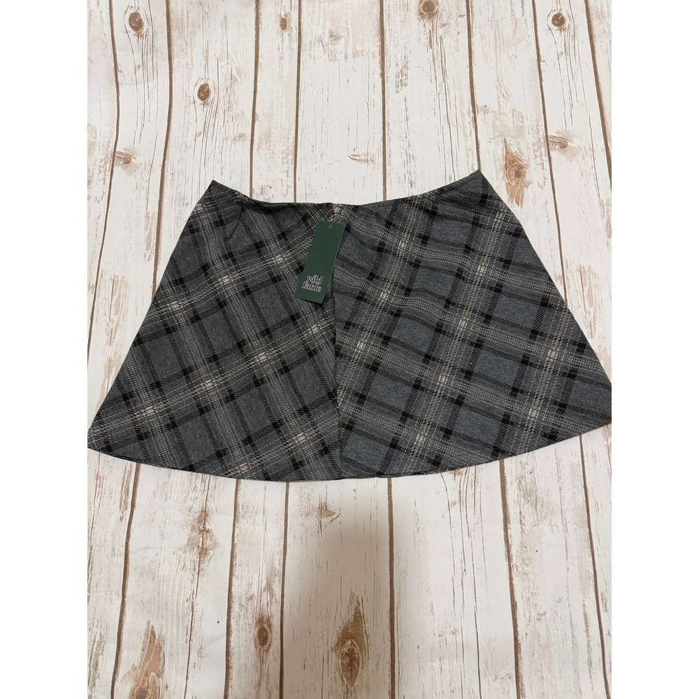 Wild Fable Grey Black Plaid A-Line Mini Skirt NWT Preppy Academic Size XL